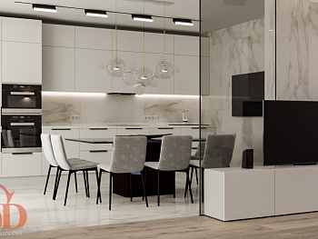 Дизайн интерьера - Визуализация кухни-гостиной Пионерская 1\2 А